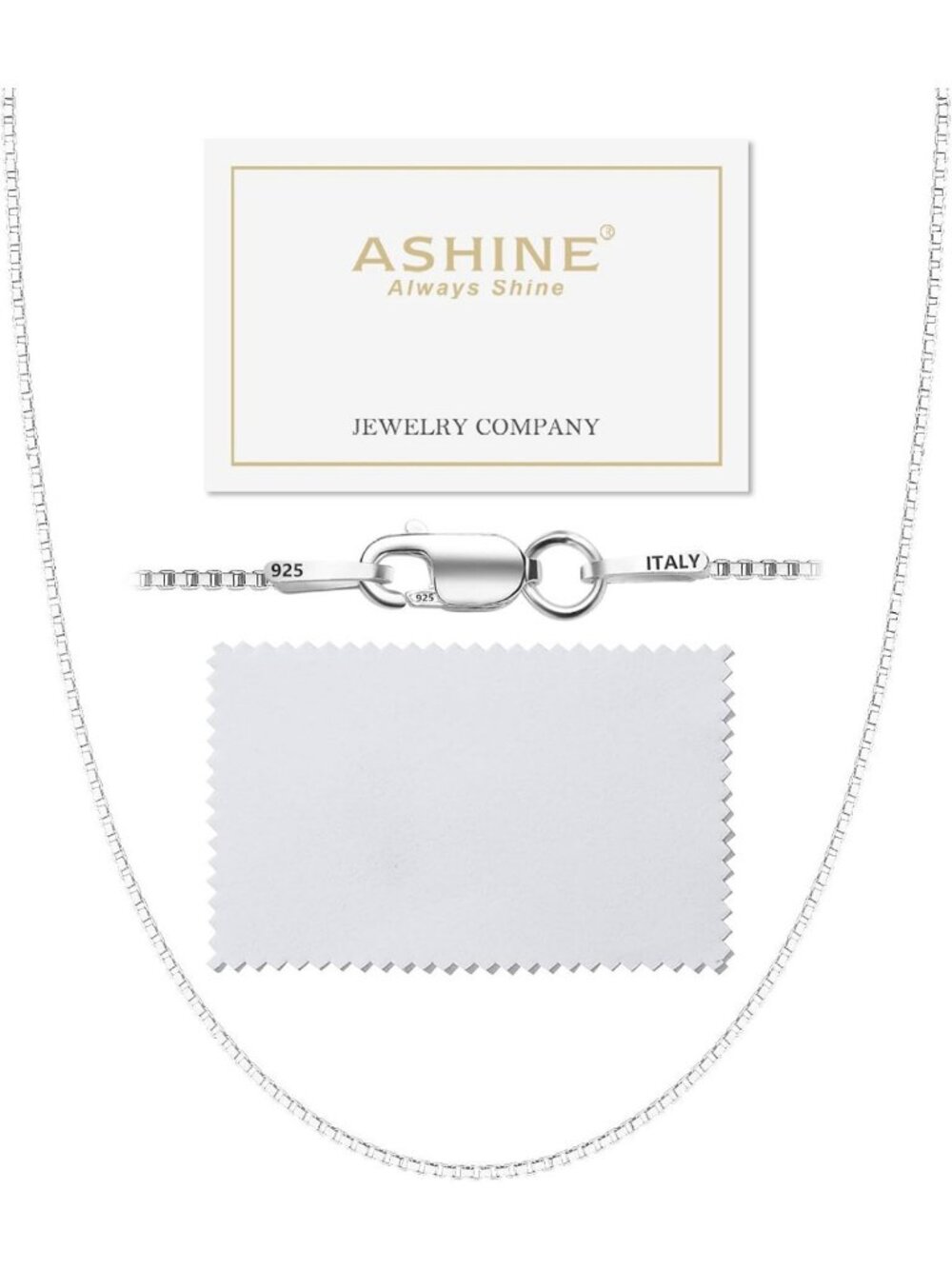 Sterling Silver Box Chain Necklace for Women - Elegant Pendant Ready Jewelry